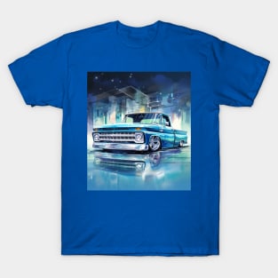 Blue water color C-10 lowrider truck T-Shirt